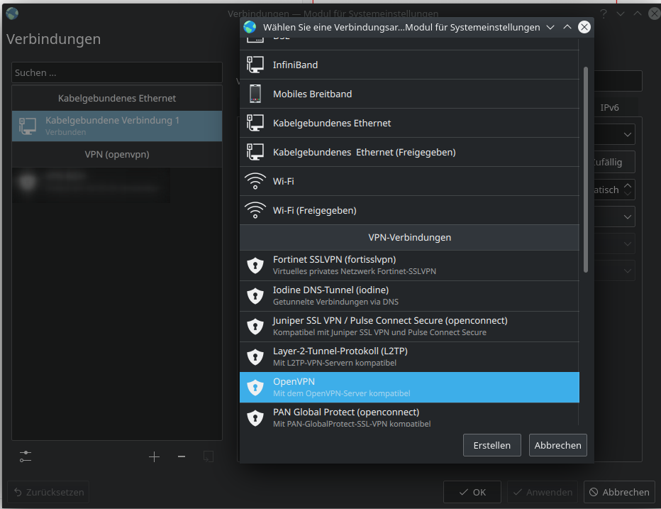 OpenVPN Client KDE: Konfiguration über Networkmanager