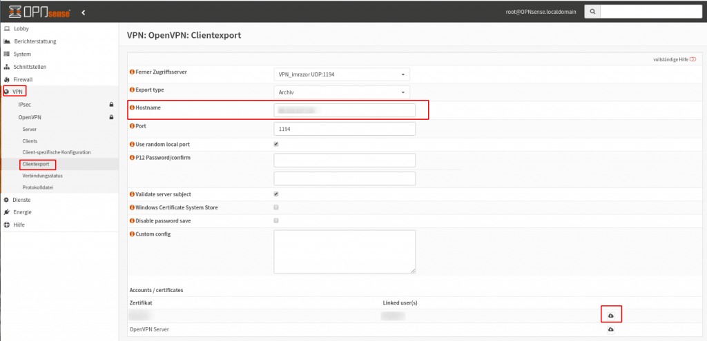 OPNsense OpenVPN: Clientexport 