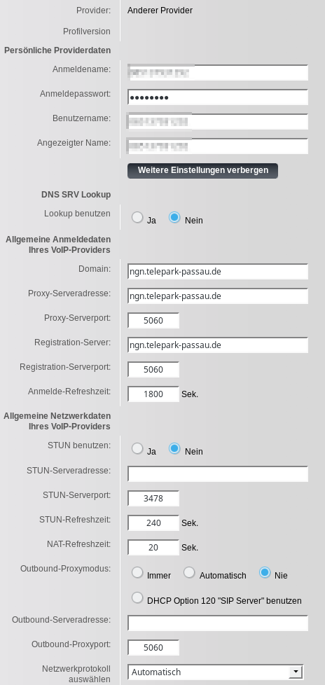 Gigaset: VoiP Konfiguration